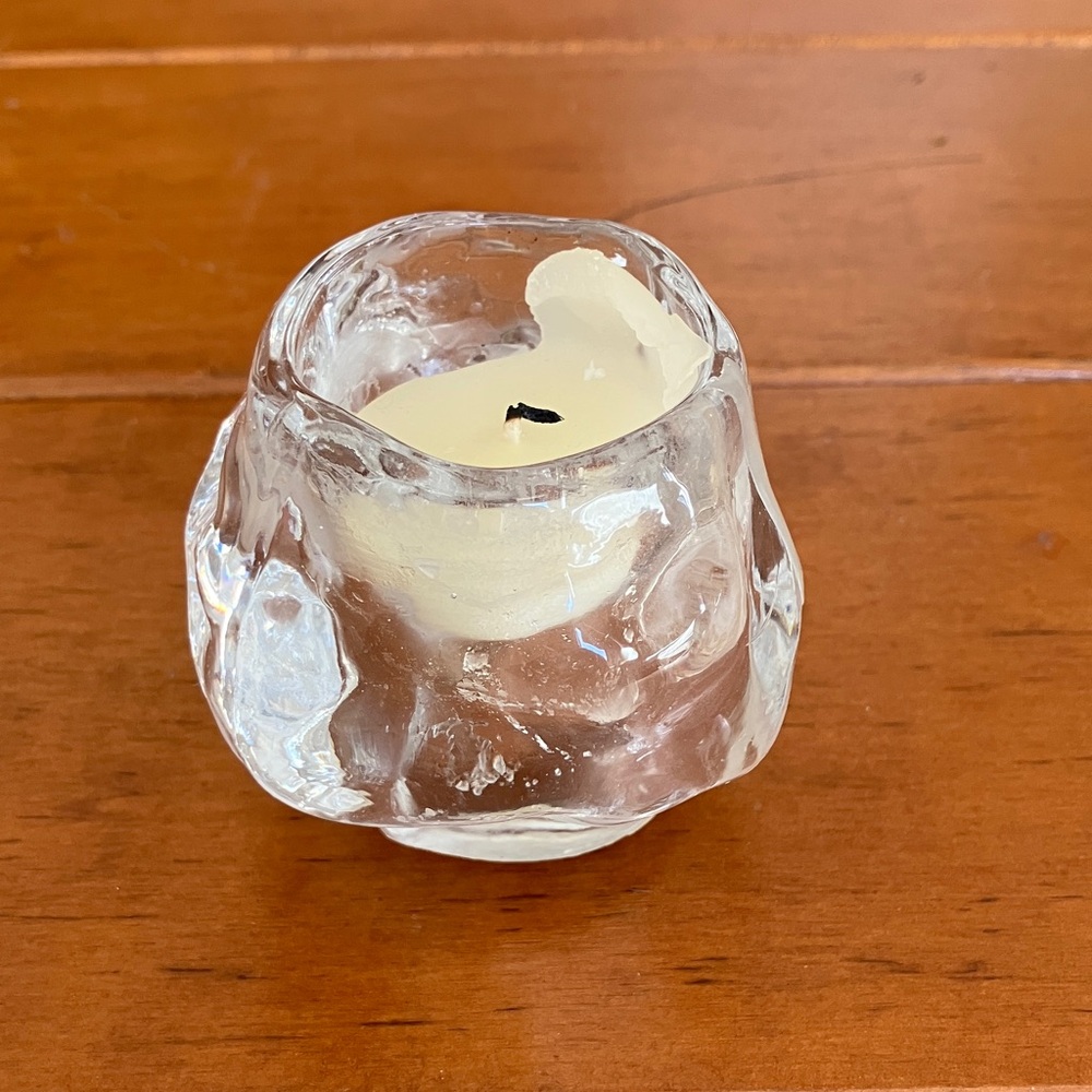 Kosta Boda Clear Glass Snowball Votive Candle Holder